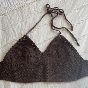 HANDMADE Brown Crochet Halter Top